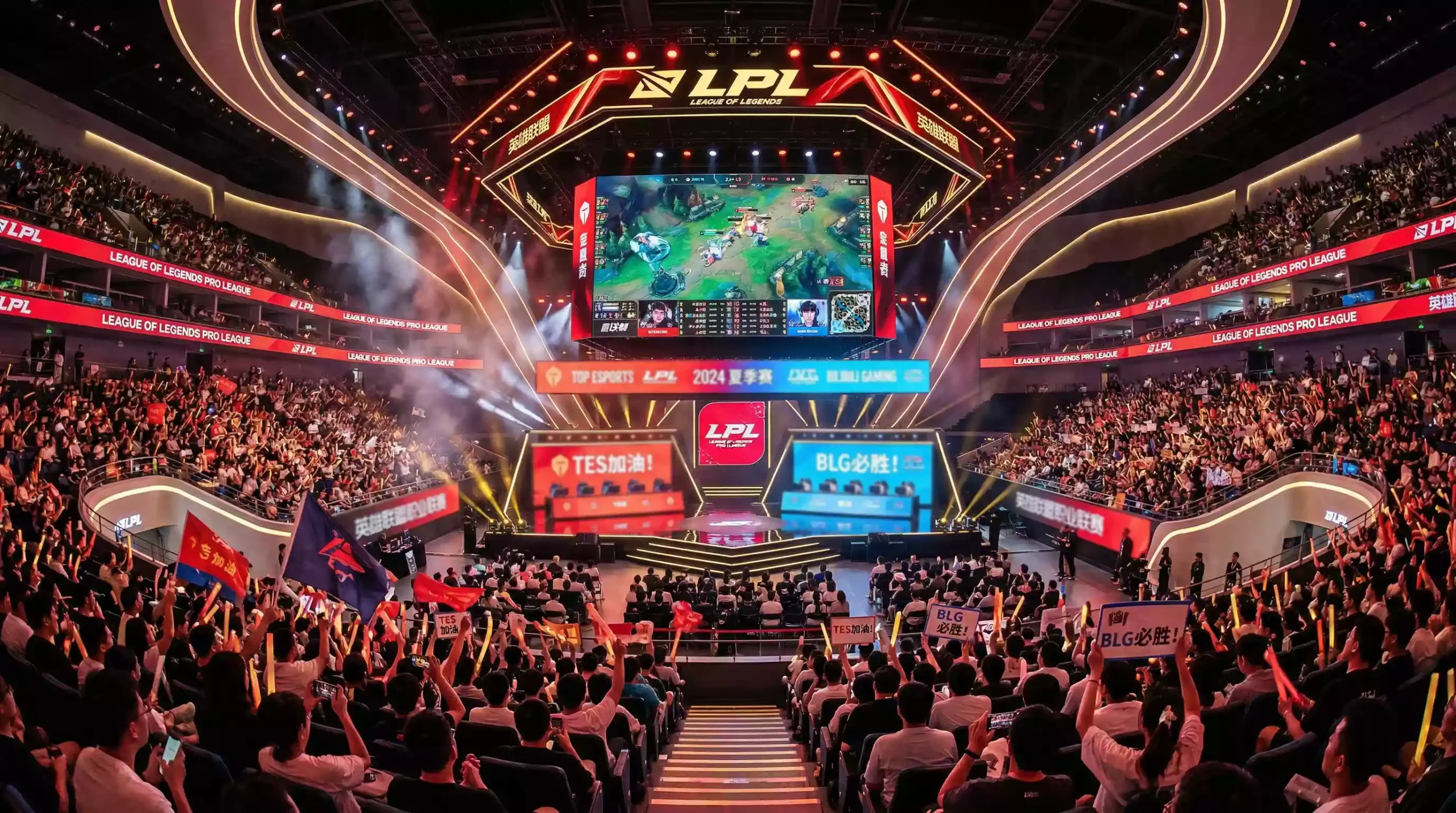 Estadio de esports en China con competición de la LPL League of Legends