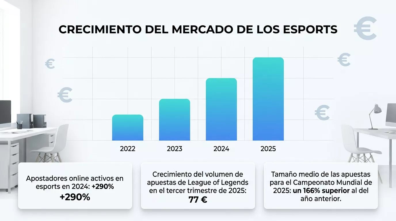 Gráfico de crecimiento del mercado de apuestas en esports