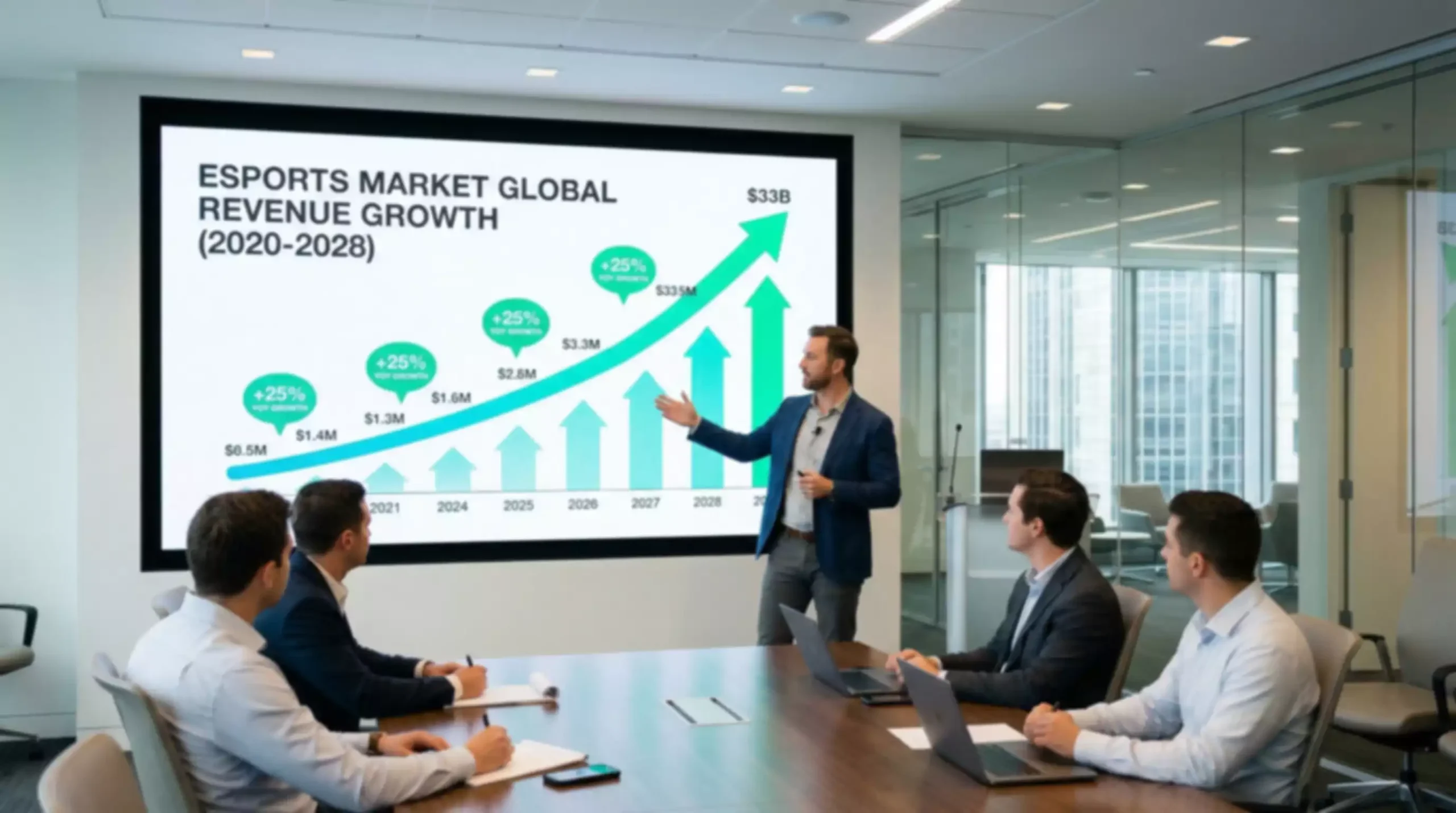 Gráfico de crecimiento del mercado de apuestas en esports con tendencia ascendente